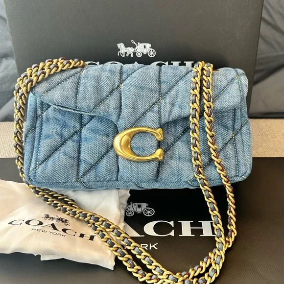 100% Authentic Coach Tabby Denim Shoulder bag 20 - Picture 1 of 8